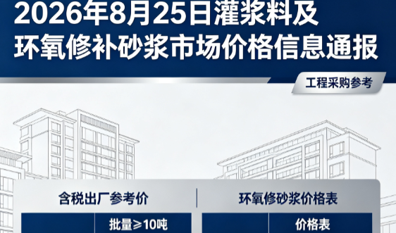 固始2026年8月25日灌浆料及环氧修补砂浆市场价格信息通报